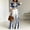 Blue, variant on Morttic Women's Elegant Business Striped 2-Piece Outfit – Long Sleeve Lapel Button Front Shirt & High Waist Wide Leg Pants Black,S