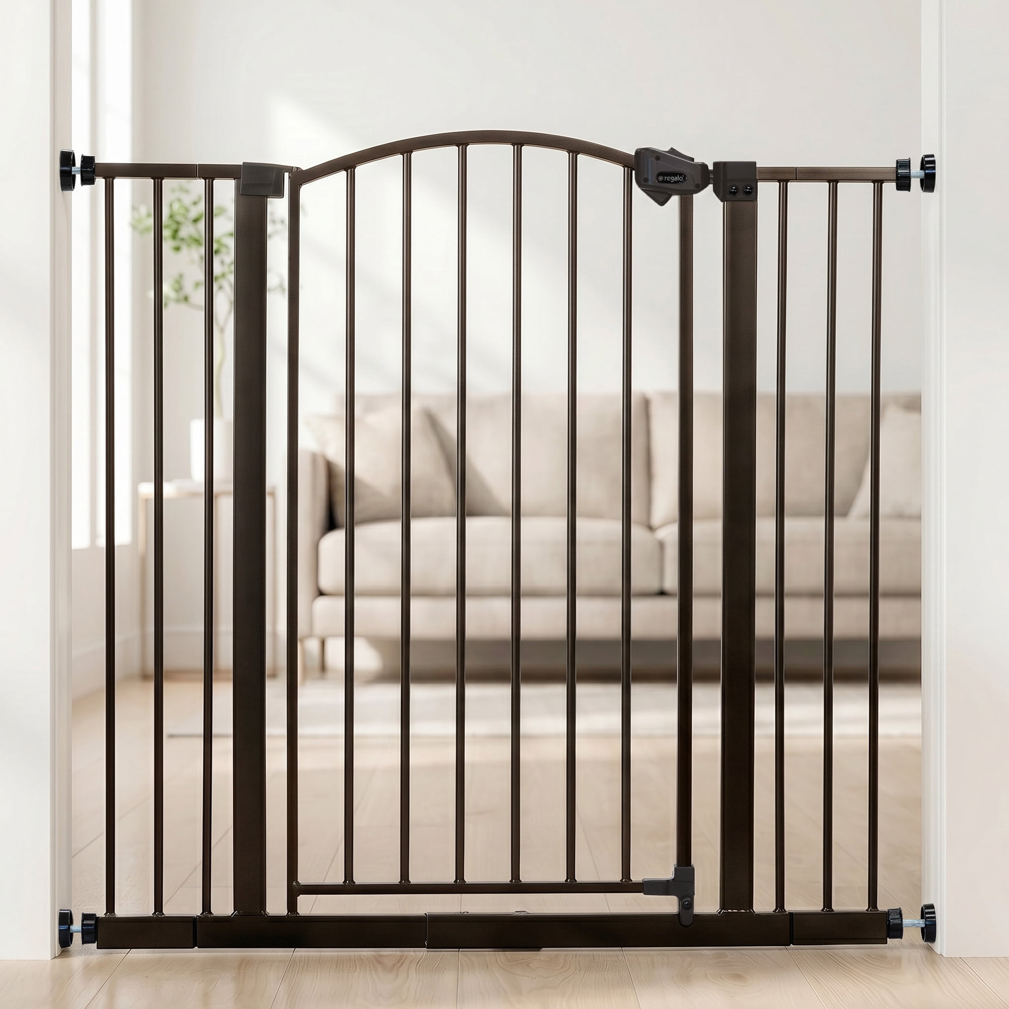 Regalo 36" Extra Tall Walk-Through Baby Safety Gate, Fits 29-39.5", Bronze