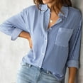 thumbnail image 5 of IROINNID Womens Long Sleeve V-Neck Shirts Home Turndown Collar Button Print Blouses T-shirt,Blue, 5 of 7