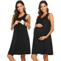 Oudiya Maternity Nursing Dress Nightgown Sleeveless Pregnancy Breastfeeding Dresses Labor and Delivery Gown, S-XXL