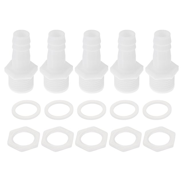 Conector de espiga de manguera de plástico Unique Bargains 15/32" ID G1/2 macho PP 1 juego
