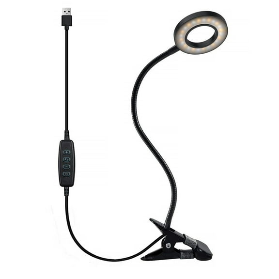 Clip Light Reading Lights 48 LED Clamp-on Desk Lamp with 3 Color Modes and 10 Brightness Dimmable,360 ° Flexible Gooseneck Book Clamp Light for Video Conference Lighting Headboard
