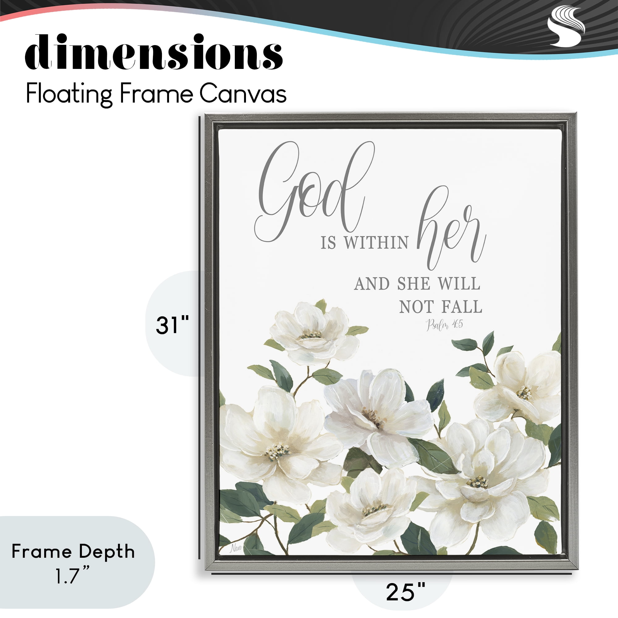 Stupell Industries God Is Within Her Gray Framed Floater Canvas Wall Art, design by Nan