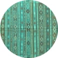 thumbnail image 1 of Ahgly Company Machine Washable Indoor Round Persian Turquoise Blue Traditional Area Rugs, 5' Round, 1 of 4