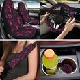 thumbnail image 2 of XYZCANDO Skull Bow Spider Web 14 Pack Car Seat Covers Full Set Steering Wheel Cover Center Console Pad Seat Belt Pads Headrest Covers Cup Coasters for Most Cars SUVs Sedans, 2 of 7