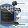 thumbnail image 3 of Double Adult Sleeping Bag, 2-Person Rectangular Camping Bag, Grey Flannel Lined, Water-Resistant, All-Season, 49 ° F–59 ° F, with Compression Sack, 3 of 7