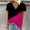 Hot Pink, variant on Sakmal Womens Summer Tops Short Sleeve Blue Patchwork V-Neck T-Shirts Womens Shirts