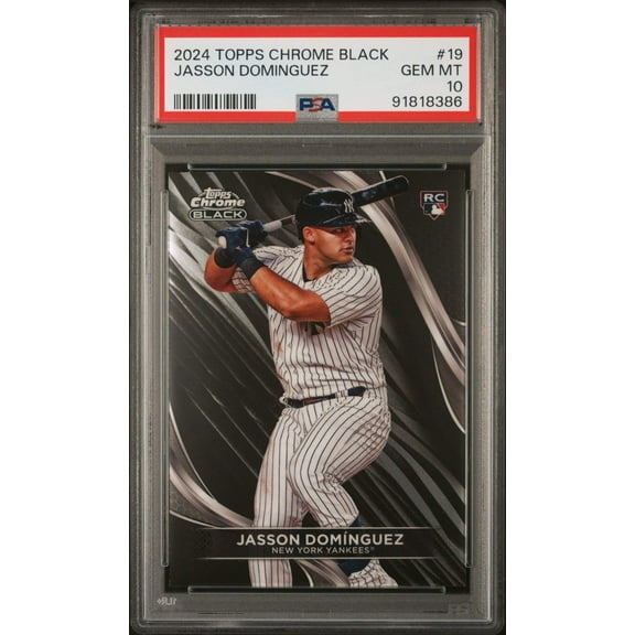 Graded 2024 Topps Chrome Black Jasson Dominguez #19 Rookie RC Baseball Card PSA 10 Gem Mint