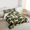 thumbnail image 3 of Feelyou Green Letter L Twin Comforter Sets, A-Z Monogrammed, Camo Bedding Set, 2pcs, 3 of 8