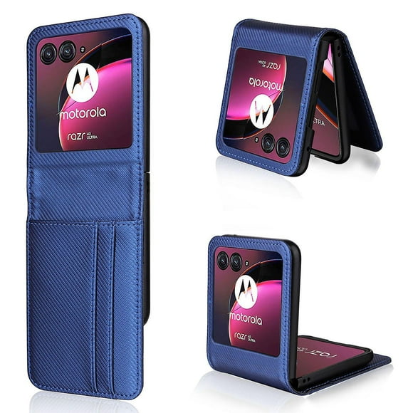 For Motorola Razr 40 Ultra 5G Card Holder Phone Case Carbon Fiber Texture PU Leather+PC Cover