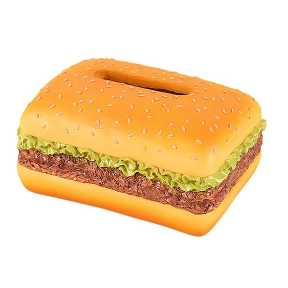 Caja de pañuelos con forma de hamburguesa, soporte para pañuelos faciales, decoración, fácil de llenar, regalos para el baño Hamburguesa Cuadrada