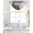 thumbnail image 4 of Waterfall Valances for Windows, Teal Blue Kitchen Sheer Valance Curtains, Brown White Minimalist Retro Smear Ombre Art Rod Pocket Elegant Swag Valances for Living Room Bedroom, 47.2"x38.5", 2 Panel, 4 of 8