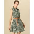 thumbnail image 2 of Vestido Sin Mangas Allegra K Día de San Patricio Cinturón Estampado Rodilla Media Tapeta Floral verde oscuro blanco L, 2 of 6