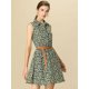 thumbnail image 2 of Día de San Patricio Vestido Sin Mangas Con Cinturón Estampado Por Encima De La Rodilla Con Media Tapeta Para Mujer Floral verde oscuro, blanco M, 2 of 6
