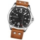 thumbnail image 3 of Reloj de cuarzo japonés Stuhrling Original 43 mm Caja plateada Esfera negra Correa de cuero marrón claro, 3 of 3