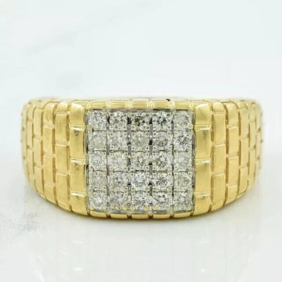 2Ct Round Cut Lab Created Diamond Men's Wedding Band Engagement Ring 14K Yellow Gold Plated Sterling Silver