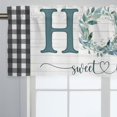 thumbnail image 2 of Home Sweet Home Eucalyptus Leaf Wreath Kitchen Curtains Valance for Window, Seasonal Spring Summer Farmhouse Short Half Topper Rod Pocket, Vintage Buffalo Plaid Home Living Room Bedroom Decor 54 x 18, 2 of 6