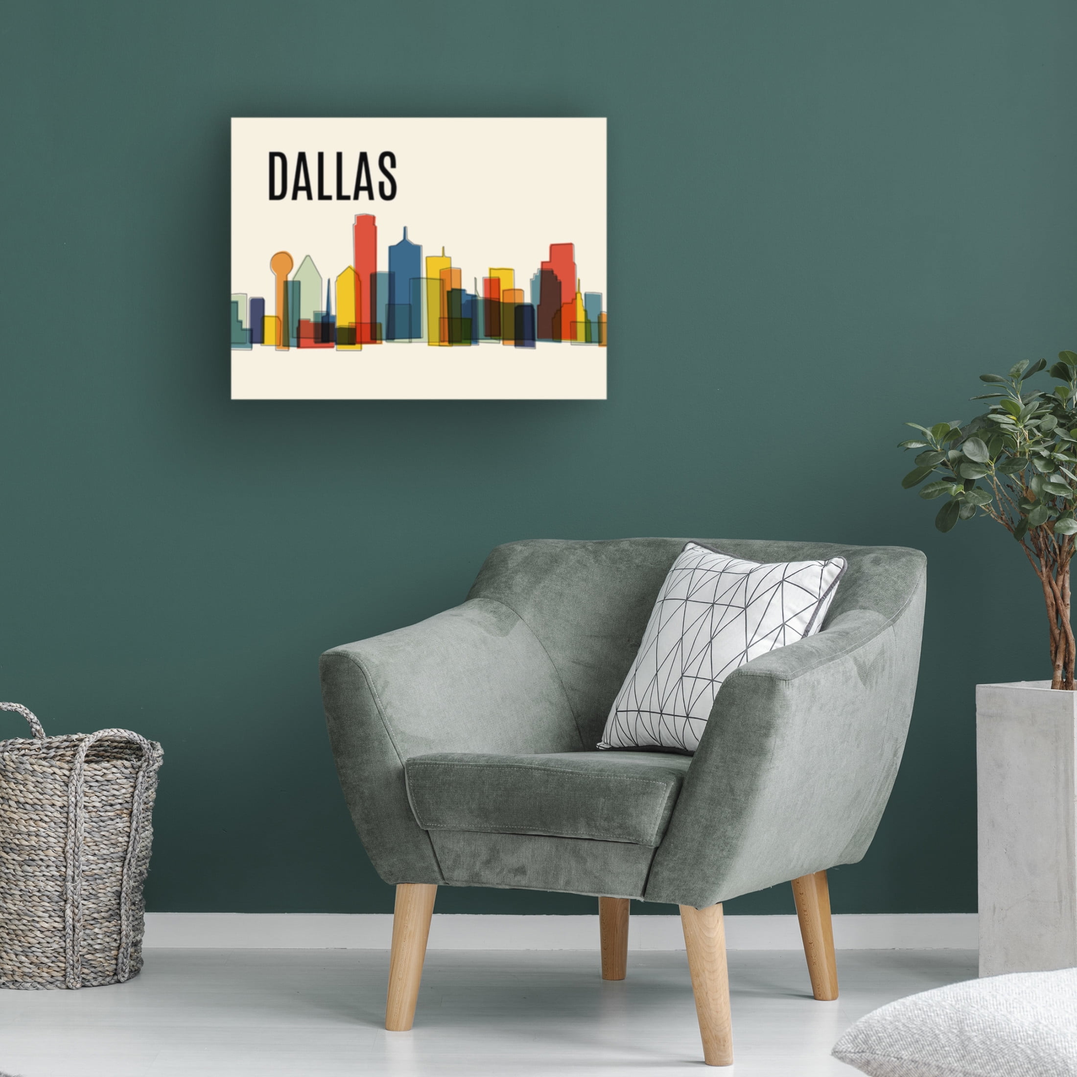 Canvas Wall Art - Tom Quartermaine 'Dallas Mid Century Modern Cityscape' Wall Art for Living Room, Bedroom, or Office Décor by Trademark Fine Art - 47 x 35 Inches