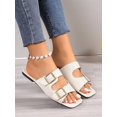 thumbnail image 1 of Ladies' Simple Strappy Buckle Flats Open Toe Sandals, Can Wear As Flip Flops, For Daily Casual Wear And Outdoor Activities, Summer New Arrivals, 1 of 4
