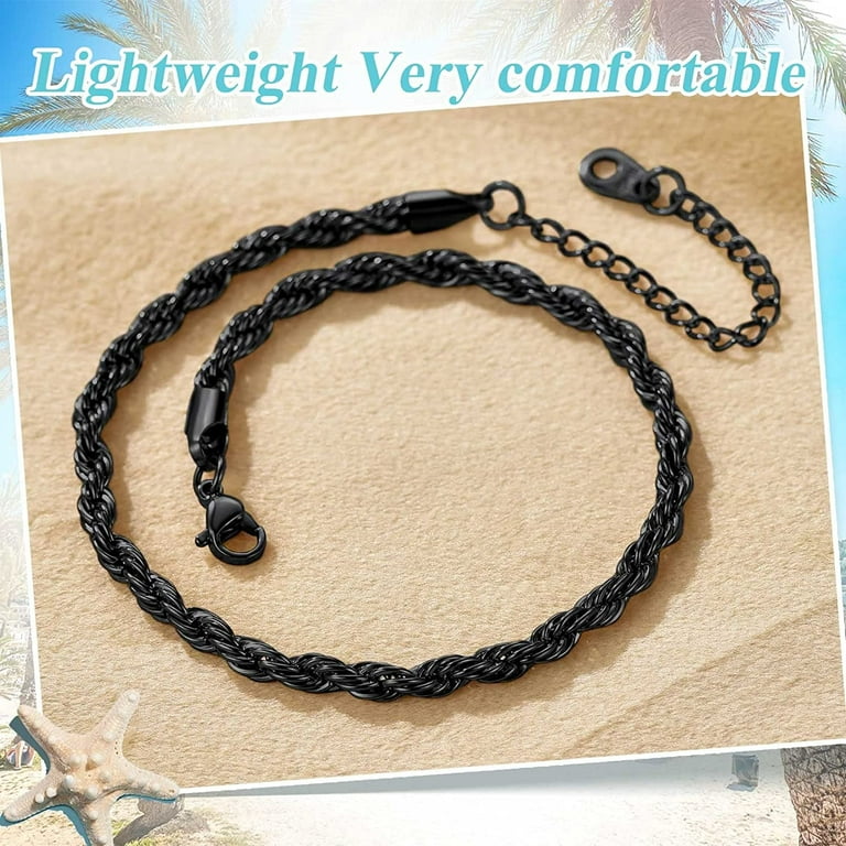 ファッション姫 通販 ChainsProMax Black Anklets Ankle Bracelet Men 3mm Men Summer アクセサリー
