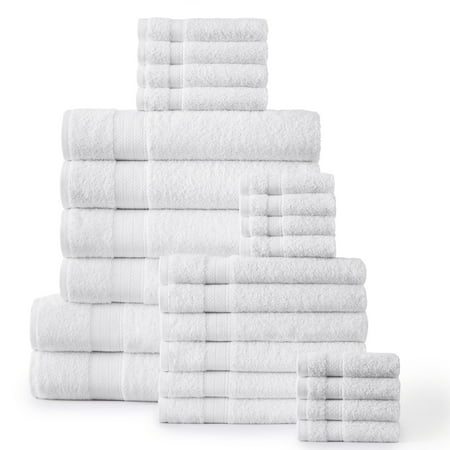 24PC Bath Towel Set (2 Sheets, 4 Bath, 6 Hand, 4 Fingertip & 8 Wash) - White, Addy Home Best Value