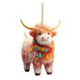 thumbnail image 1 of Christmas Cow Ornament Xmas Tree Cartoon Highland Cow Hanging Decorations 2D Flat Acrylic Pendant for Car Rearview Mirror Tree Decor, 1 of 8