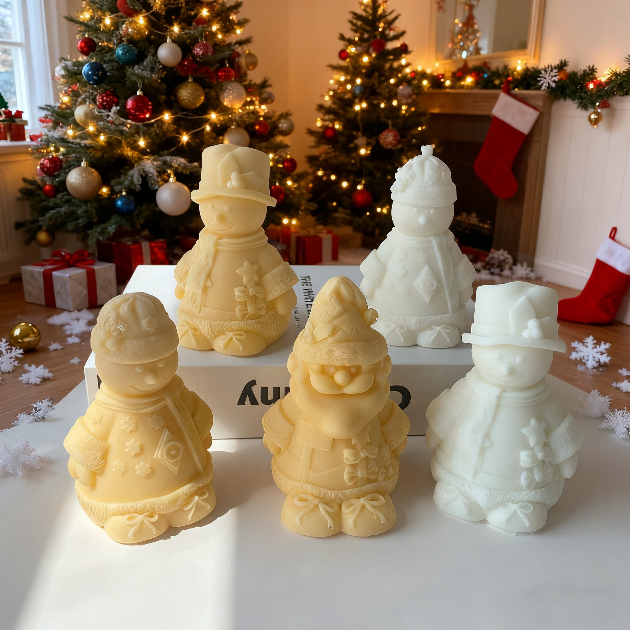 JDH 2PCS Christmas Mold Christmas Snowman Aromatherapy Candle Silicone Molds Resin Casting Mould for DIY Candle Making Polymer Clay Craft Plaster Christmas Home Desktop Decoration