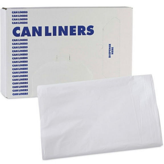 Boardwalk Linear Low Density Industrial Can Liners, 16 gal, 0.5 mil, 24 x 32, White, 500/Carton
