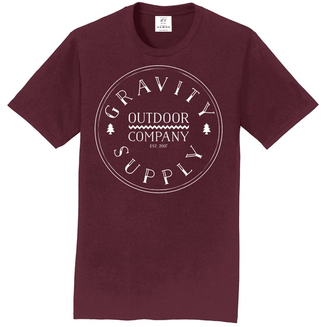 Camiseta de manga corta Gravity Outdoor Co. al aire libre Logo blanco MAROON M