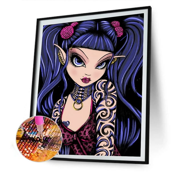 Cuadros Decorativos Kit de pintura de diamante 5D, bricolaje, niña de pelo púrpura, taladro redondo completo, cuadro de mosaico, arte DQrwqpou Nuevos Originales