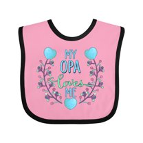 Inktastic My Opa Loves Me with Flowers and Hearts Boys or Girls Baby Bib