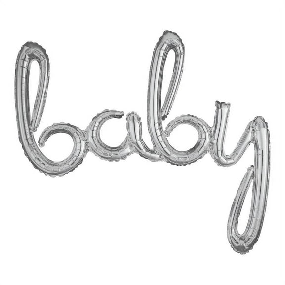 Amscan "Baby" Cursive Balloon Banner, 34" x 39", Silver