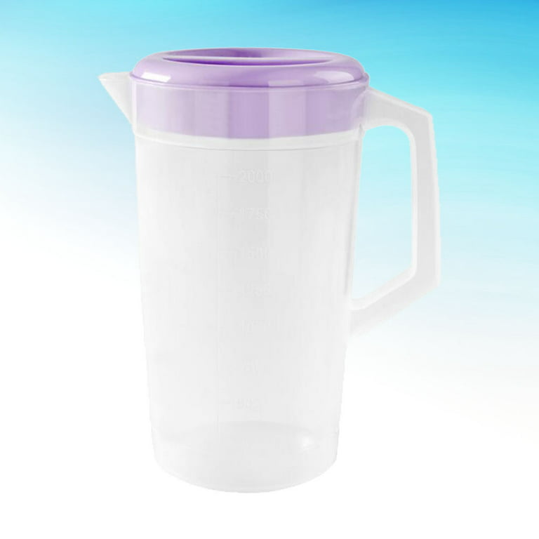 Large Capacity Beverage Storage Container Heat Resistant Cold Water Jug Plastic Juice Pitcher Household Teapot Kettle with Lid (Pink), Size: 23X13CM