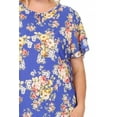 thumbnail image 5 of Women's Plus Size Casual Floral Flowy Short Sleeve Round Neck Key Hole Tee Blouse Top, 5 of 6