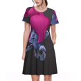 thumbnail image 1 of Qekee Robe Midi d'Été pour Femmes, Manches Courtes, Décontractée, Fluide, avec Poches, pour Vacances, 1 of 6