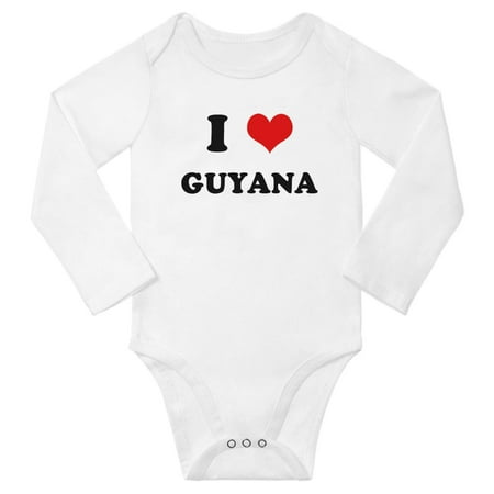 

I Heart Guyana Love Guyana Baby Long Bodysuits (White 6-12 Months)