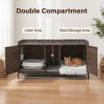 thumbnail image 6 of Rattan Hidden Litter Box Furniture 47.2" Double Litter Box Enclosure for 2 Cats with Mats, Play Ball & 2 Hooks, Large Cat Kitty House for Living Room/Bedroom Brown, 6 of 6