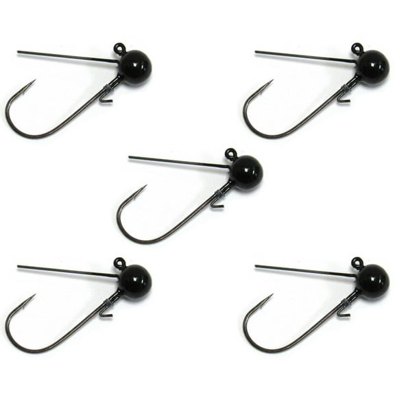 Harmony Fishing - Tungsten Finesse Weedless Ned Jigheads 1/8oz, 1 Hook, Black, 5 Pack