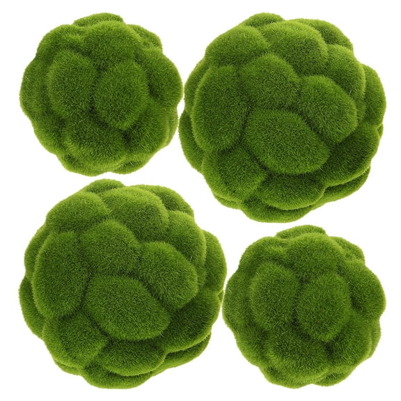 4pcs Green Faux Moss Decorative Globes Natural Dried Moss Vase Bowl Fillers for Home, Wedding, Party Display and Decor Props