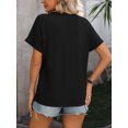 thumbnail image 4 of Summer New Style V-neck Button Solid Color Polka Dot Loose Short-sleeved T-shirt For Women, 4 of 7