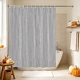 thumbnail image 5 of Light Gray Shower Curtain Set - Extra Long 72" x 96" Washable Bathtub Curtain with 12 Hooks, Modern Minimalist Vertical Stripes Linen Texture Waterproof Fabric Stall Shower Curtains for Bathroom, 5 of 8