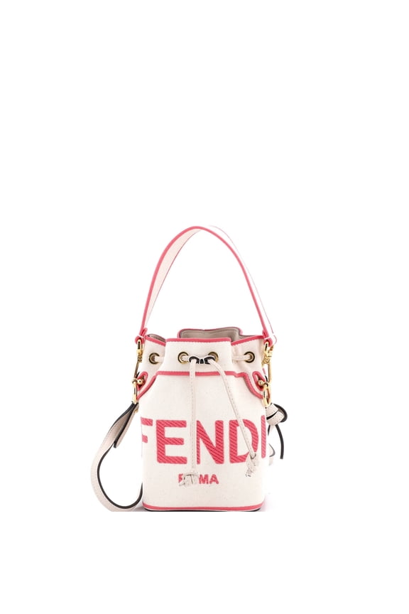 Pre-Owned Logo Mon Tresor Bucket Bag Embroidered Canvas Mini By Rebag