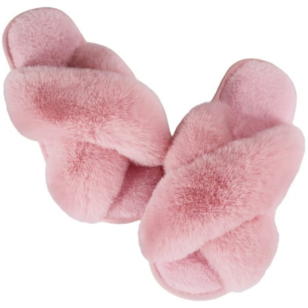 

Ladies Indoor Plush Slippers Soft Bottom Breathable Comfort Slippers - Pink