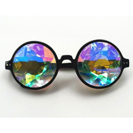 C.F.GOGGLE 2Packs Goggles Retro Mosaic Kaleidoscope Rainbow Sunglasses Special Lens Men Women Designer Cosplay Goggles Glasses Black Pink