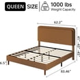 thumbnail image 2 of Queen Size Brown Boucle Upholstered Cloud Platform Bed Frame with Adjustable Headboard and Solid Wooden Legs, No Box Spring Needed, 2 of 8