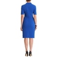 thumbnail image 3 of INSPIRE CHIC Robe Fourreau pour Femme Col en V Manches Courtes Tenue de Travail Robe Moulante Midi m Bleu Royal, 3 of 6