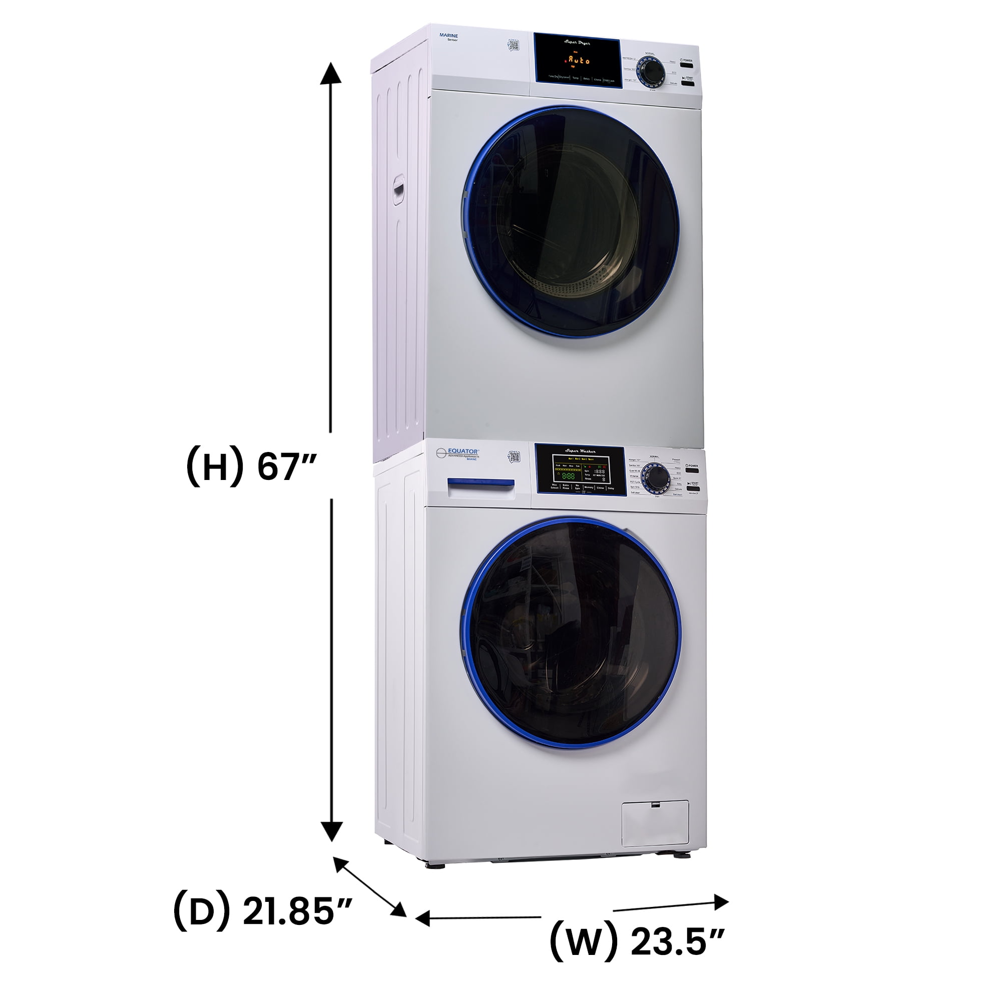 Equator MARINE ANTI CORROSION Stackable Compact Washer 1.6cf+Sensor Dryer 3.1cf 110V
