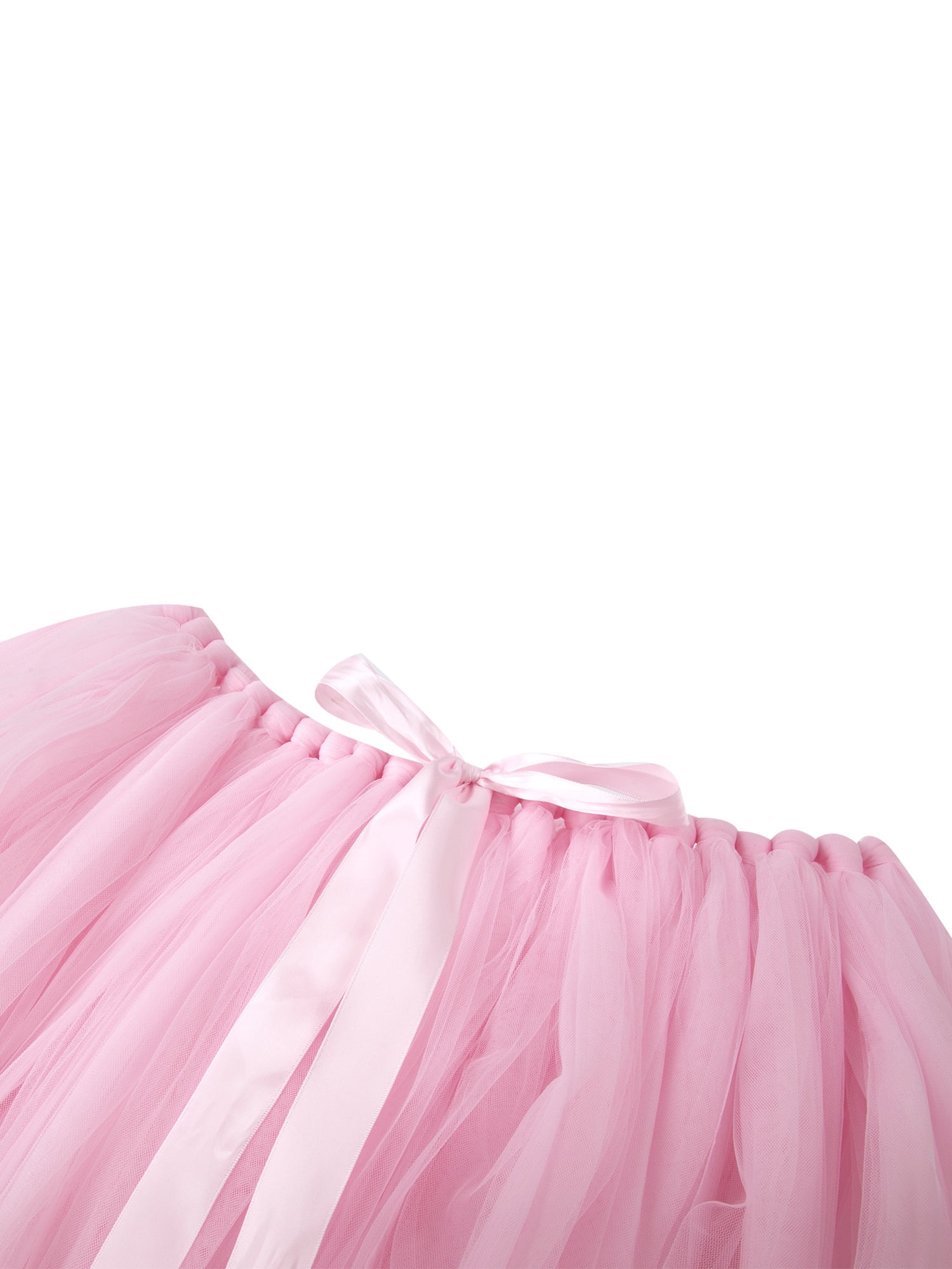 wybzd Women Princess Bubble Skirt, Girls Mesh Long Overskirt Performance  Photography Clothing Tie Up Waist Half Skirt Light Pink