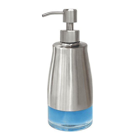 Xrgshop 11OZ Stainless Steel Glass Soap Dispenser, Refillable Brushed Nickel Pump Liquid Dispenser for Kitchen and Bathroom