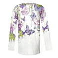 thumbnail image 4 of Htigea Womens Flower Print Tshirts Trendy V Neck Long Sleeve Top Casual Tunic Shirt Plus Size Fall Tees Multicolor M, 4 of 5